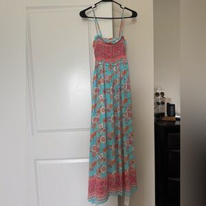 Cupshe Turquoise and Pink Paisley Maxi Dress